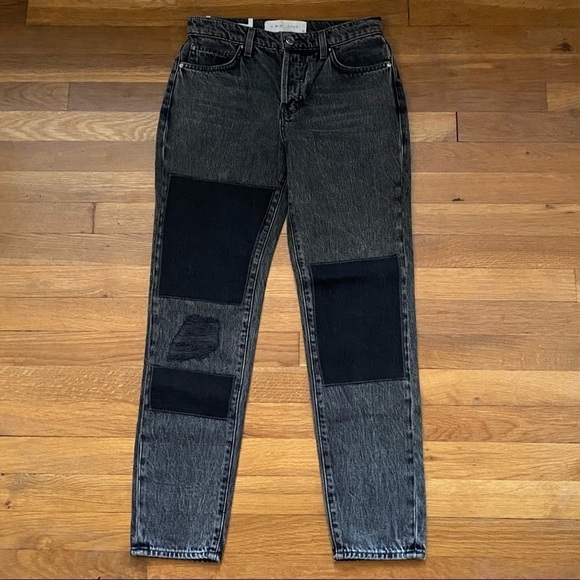 NWT IRO Lep Patchwork Distressed High Rise Slim-Leg Ankle Jeans Washed Black‎ 25 - Picture 2 of 8